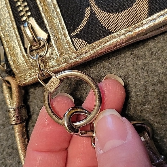 Coach Poppy black fabric w/silver metallic trim & strap, zip closure - Picture 3 of 8